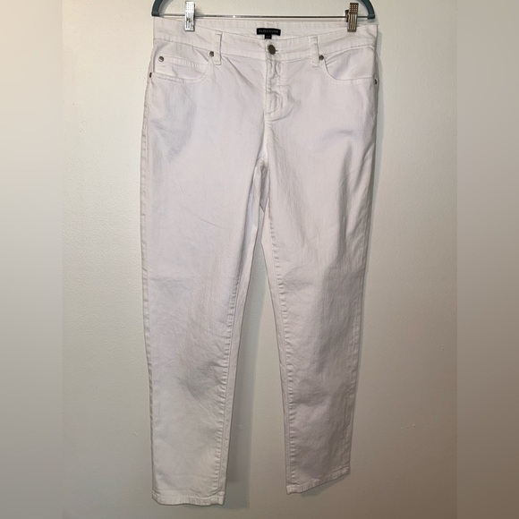 Eileen Fisher White Denim Straight Leg taper ankle Jeans - Size 10 EUC Stretch - Picture 3 of 6